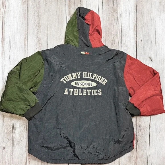 Vintage 90s Tommy Hilfiger Athletic Gear Men’s XL Color Block Crest Jacket Coat - Picture 4 of 11